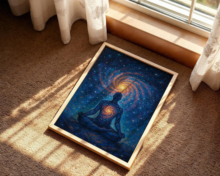Affiche yoga affirmation cosmos, peinture française art, manifestation - Essences Agape 1103025