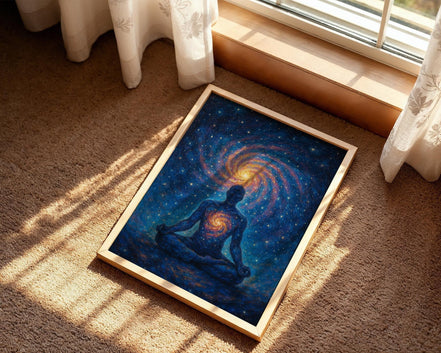 Affiche yoga affirmation cosmos, peinture française art, manifestation - Essences Agape 1103025