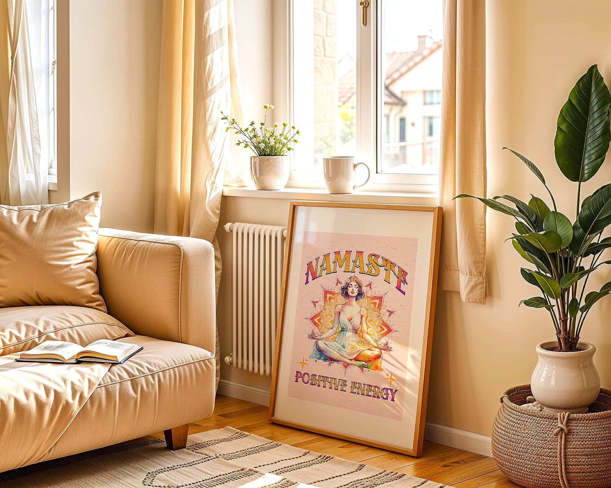 Affiche yoga affirmation, poster méditation, art spirituel, positive - Essences Agape 51610348