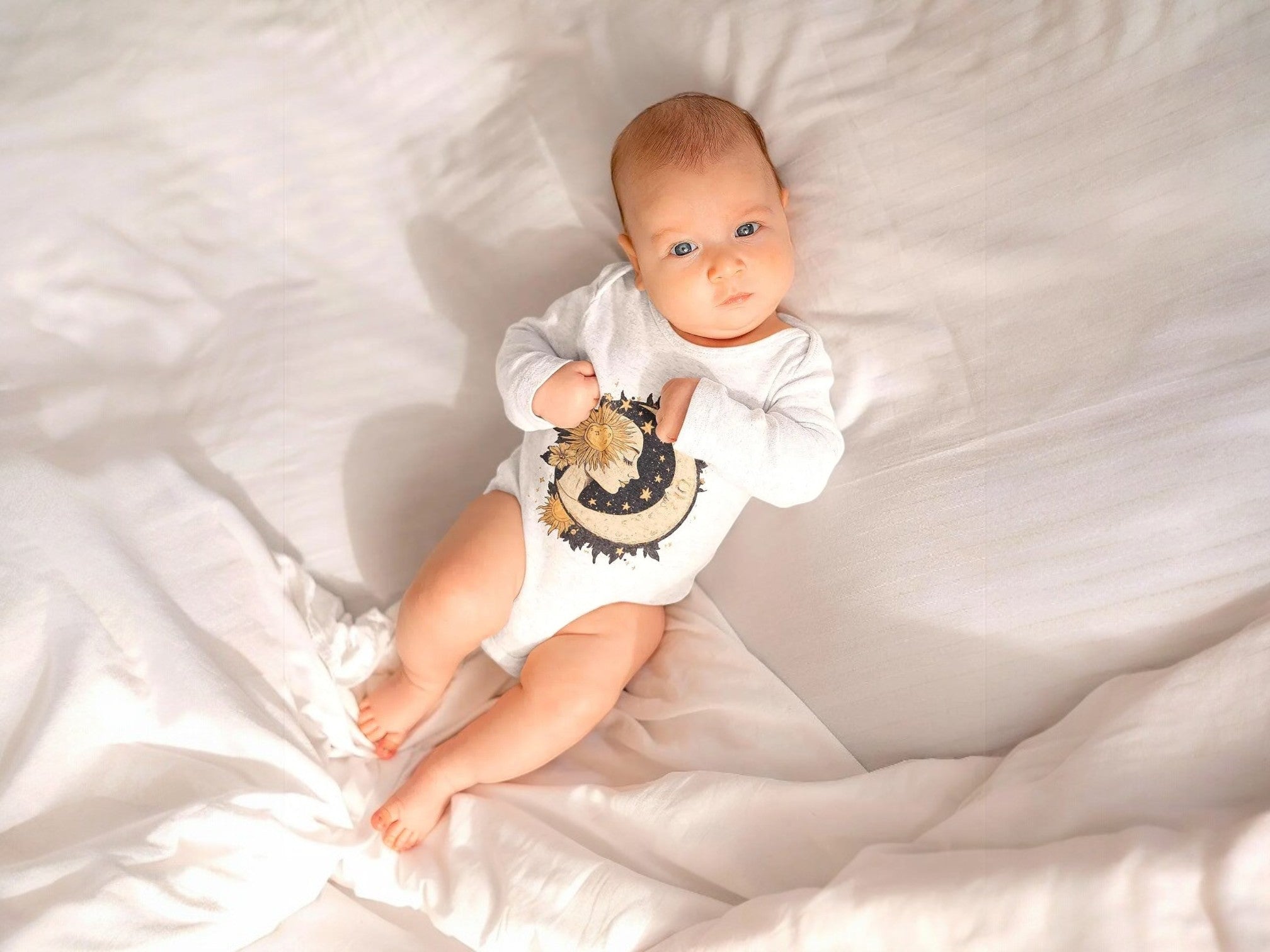 Body bébé lune à message custom manches longues, body bébé amour - Essences Agape 74750284