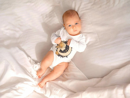 Body bébé lune à message custom manches longues, body bébé amour - Essences Agape 74750284