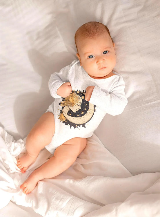 Body bébé lune à message custom manches longues, body bébé amour - Essences Agape 74750284