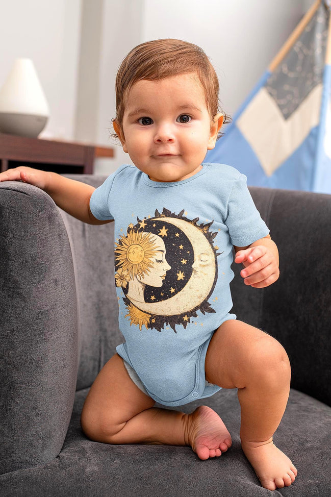 Body bébé lune à message custom manches longues, body bébé amour - Essences Agape 63004395