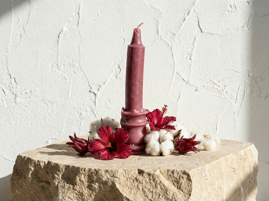 Bougie Artisanale Hibiscus & Coton - Harmonie & Douceur textile - Essences Agape 65248061