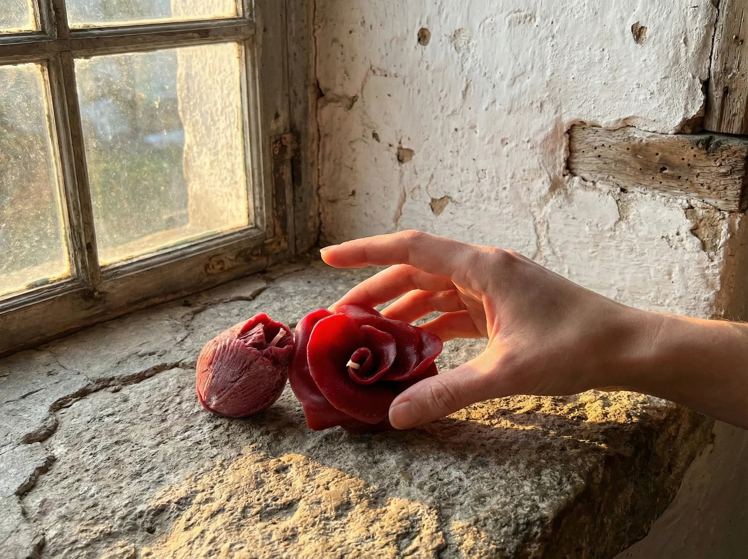 Bougie Artisanale Rose & Coton - Romantisme & Sérénité - Essences Agape 70856924