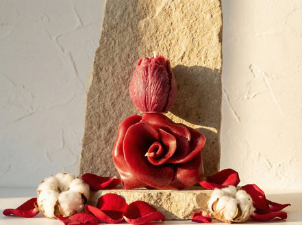 Bougie Artisanale Rose & Coton - Romantisme & Sérénité - Essences Agape 98158658