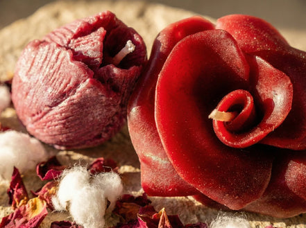 Bougie Artisanale Rose & Coton - Romantisme & Sérénité - Essences Agape 1964376