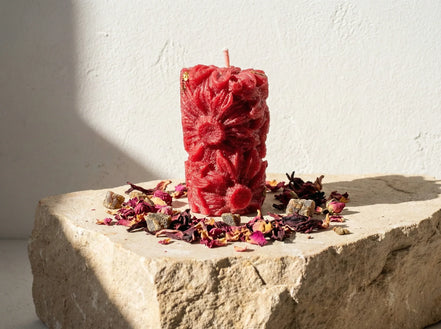 Bougie Artisanale Rose & Hibiscus - Rituel Spirituel Sacré - Essences Agape 86127023