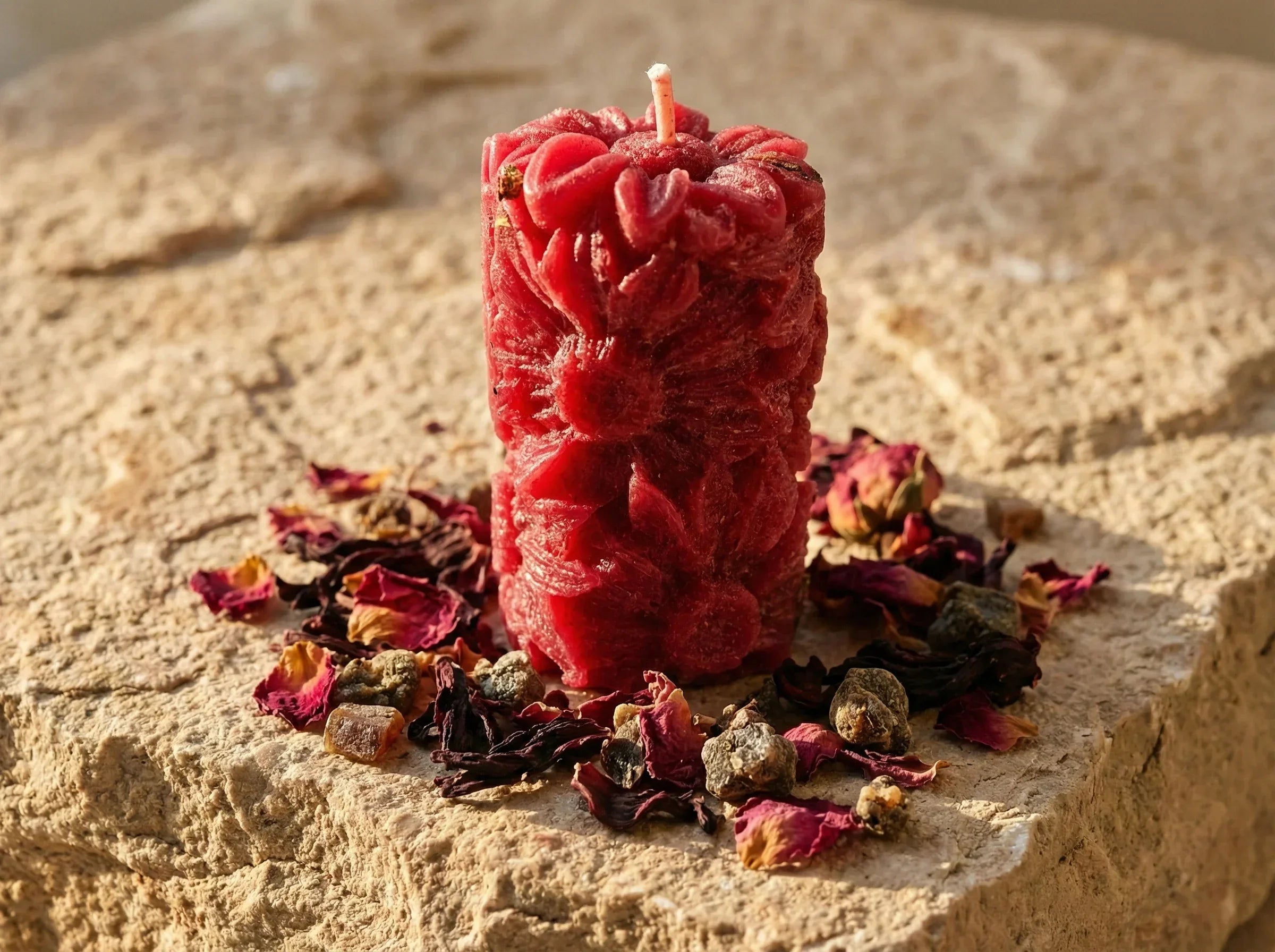 Bougie Artisanale Rose & Hibiscus - Rituel Spirituel Sacré - Essences Agape 3327598