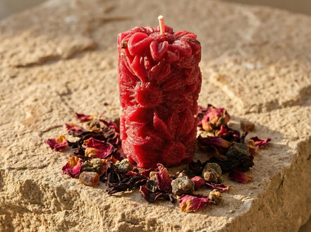 Bougie Artisanale Rose & Hibiscus - Rituel Spirituel Sacré - Essences Agape 3327598