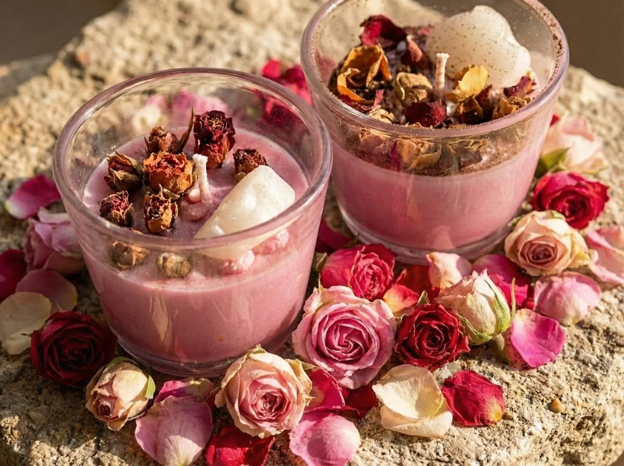 Bougie Artisanale Rose & Lait de Chamelle - Harmonie & Douceur - Essences Agape 62149974