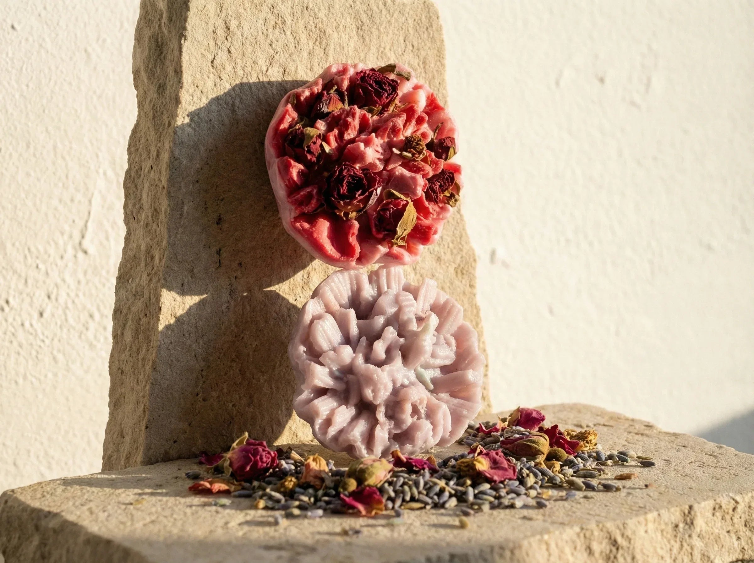 Bougie Artisanale Rose & Lavande - Sérénité & Paix Royale - Essences Agape 84594300