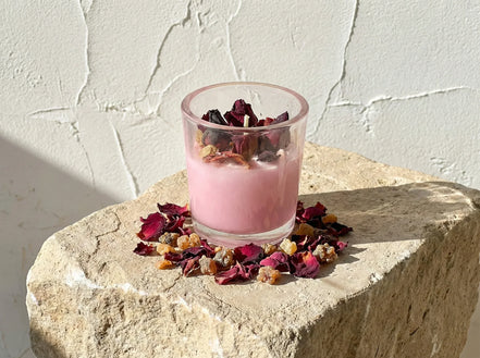 Bougie Artisanale Rose & Myrrhe - Douceur Sacrée - Essences Agape 14835375