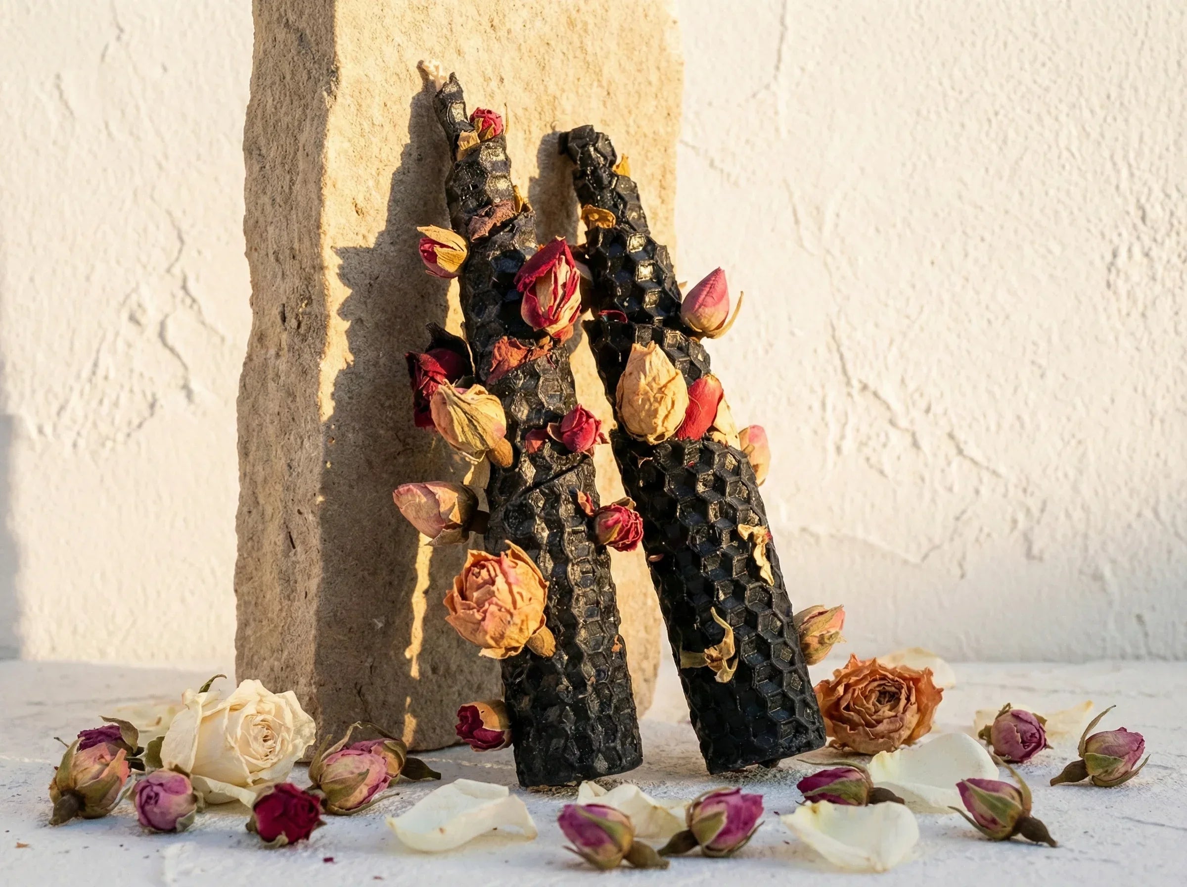 Bougie Artisanale Rose & Rock Rose - Amour Sauvage & Paix - Essences Agape 9829307