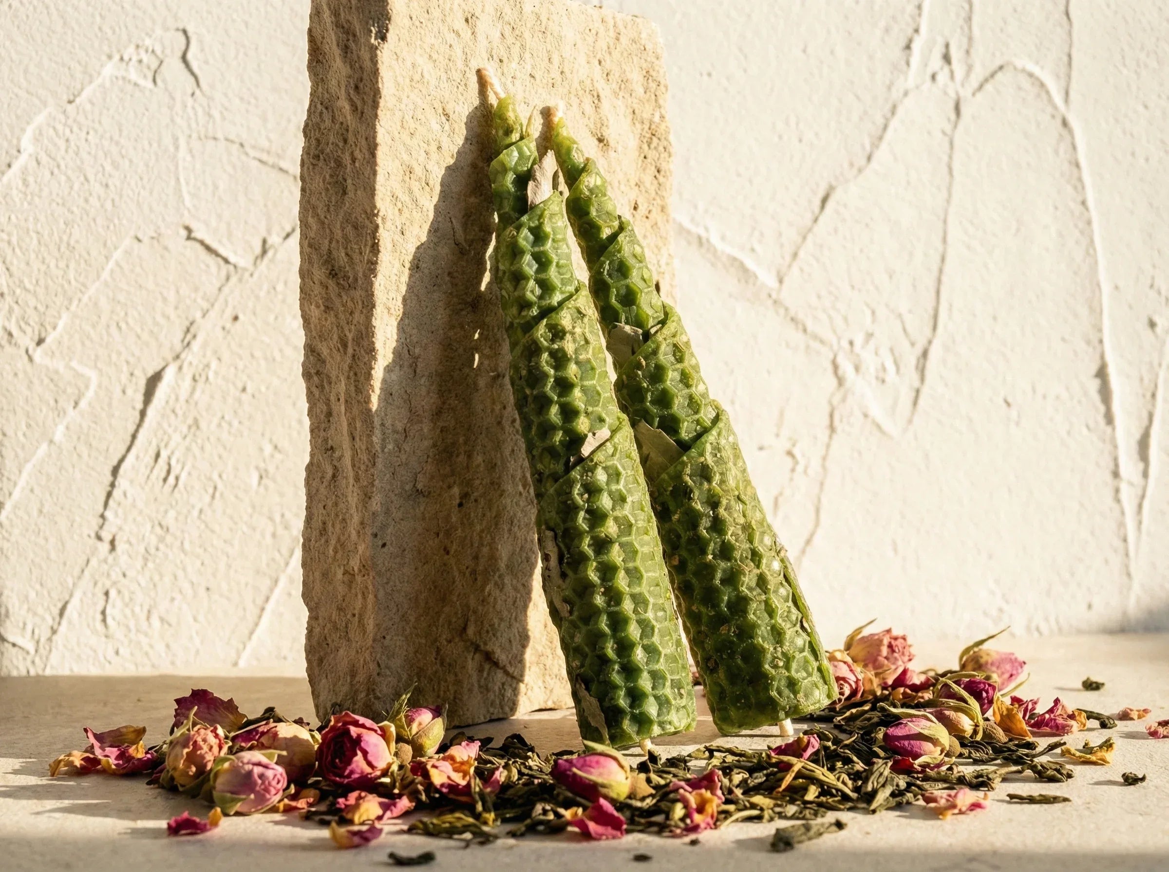 Bougie Artisanale Rose & Thé Vert - Sérénité Zen & Clarté - Essences Agape 27859169