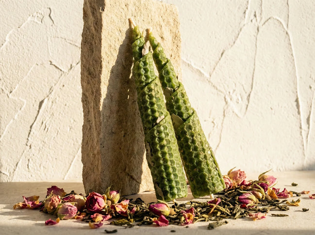 Bougie Artisanale Rose & Thé Vert - Sérénité Zen & Clarté - Essences Agape 27859169