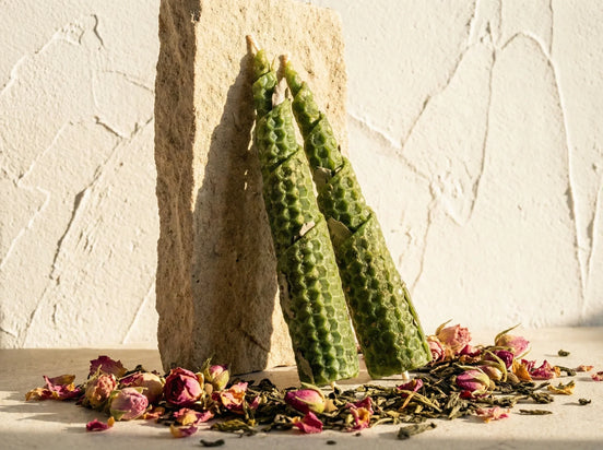 Bougie Artisanale Rose & Thé Vert - Sérénité Zen & Clarté - Essences Agape 27859169