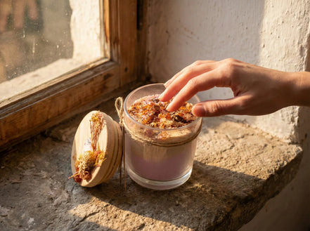 Bougie Artisanale de sable Myrrhe & Ambre - Ancrage & Méditation - Essences Agape 2393649