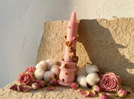 Bougie Chandelier Rose & Coton - Harmonie & Douceur - Essences Agape 32529020