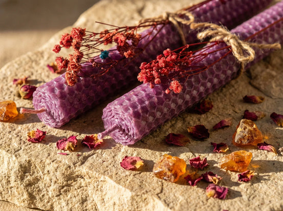 Bougie Cire d'Abeille Bio Rose & Ambre - Amour & Harmonie - Essences Agape 27480792