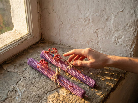 Bougie Cire d'Abeille Bio Rose & Ambre - Amour & Harmonie - Essences Agape 65443582