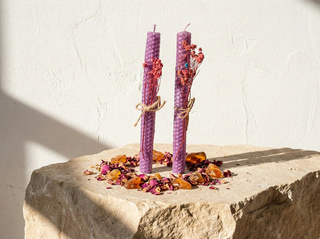 Bougie Cire d'Abeille Bio Rose & Ambre - Amour & Harmonie - Essences Agape 55182796