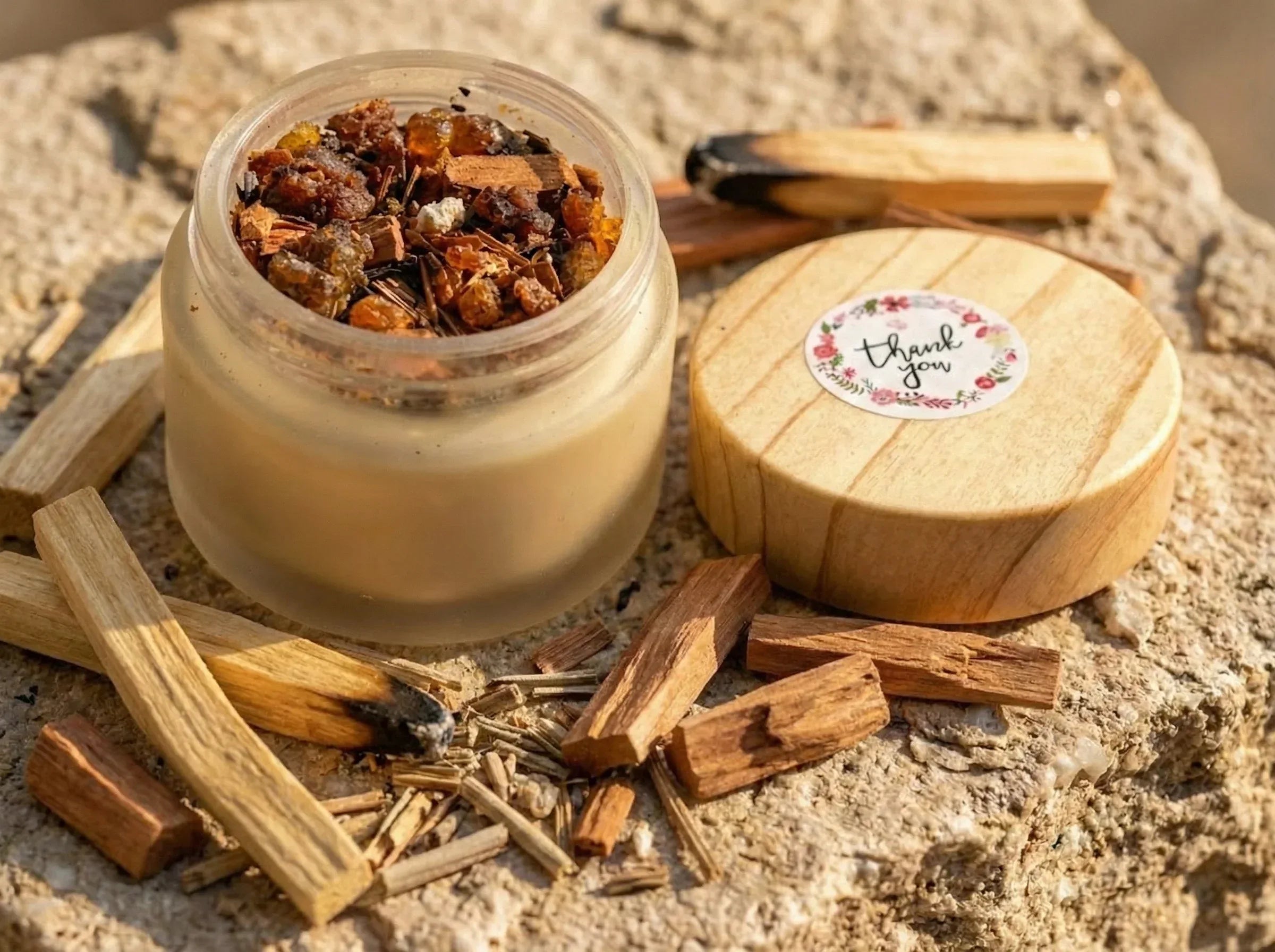 Bougie Cire de Soja Bio Palo Santo & Santal - Ancrage Profond - Essences Agape 80421919