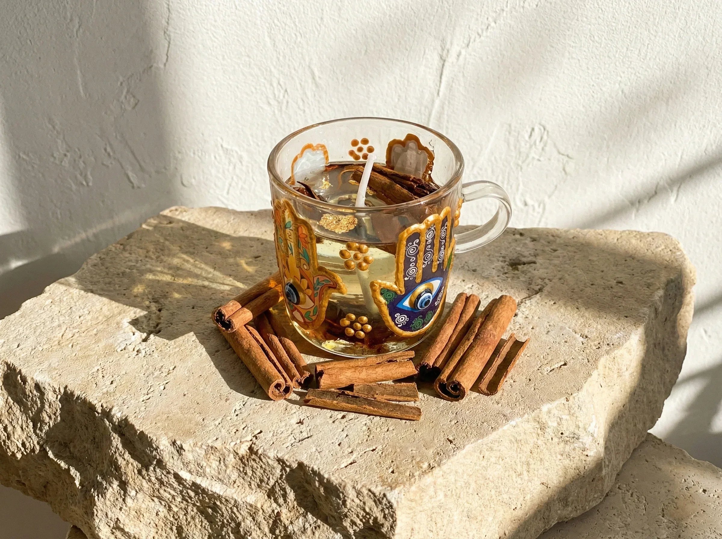 Bougie Gel Cannelle & Main de Fatima - Chaleur & Protection - Essences Agape 61494941