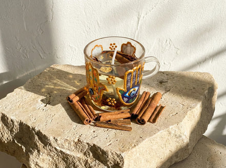 Bougie Gel Cannelle & Main de Fatima - Chaleur & Protection - Essences Agape 61494941