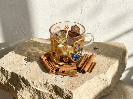 Bougie Gel Cannelle & Main de Fatima - Chaleur & Protection - Essences Agape 61494941