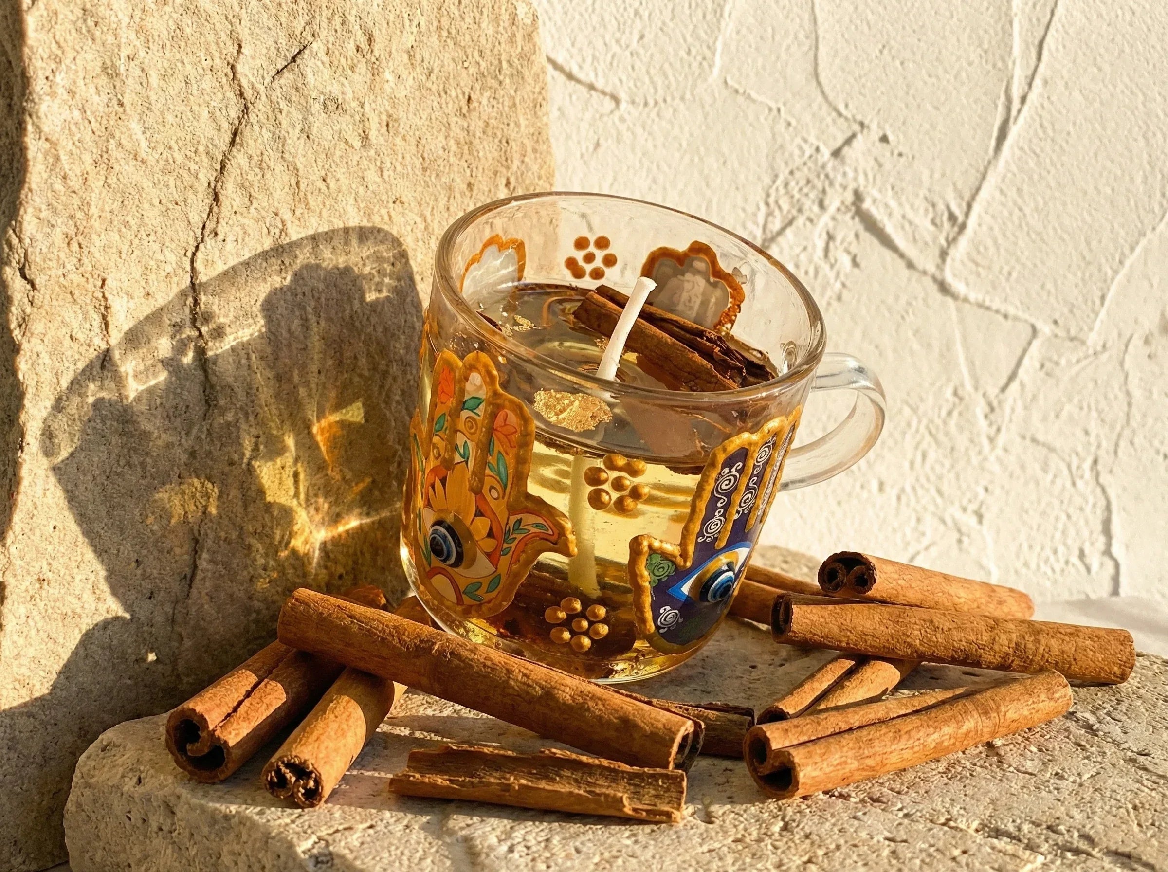 Bougie Gel Cannelle & Main de Fatima - Chaleur & Protection - Essences Agape 69779604