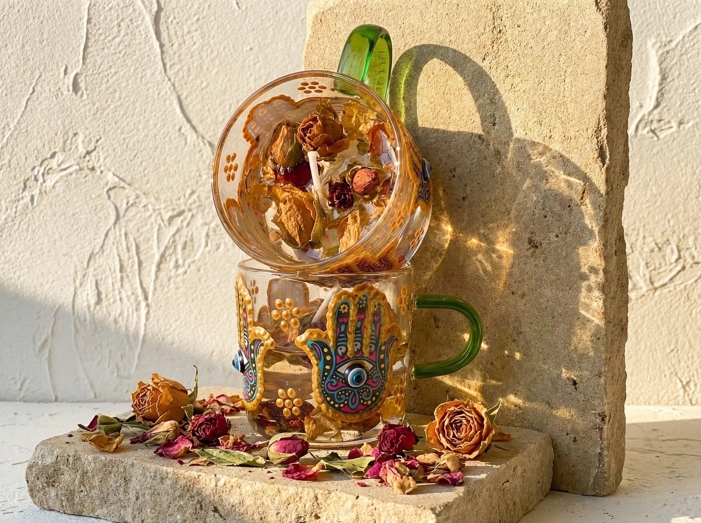 Bougie Gel Rose & Main de Fatima - Tendresse & Harmonie - Essences Agape 56641928