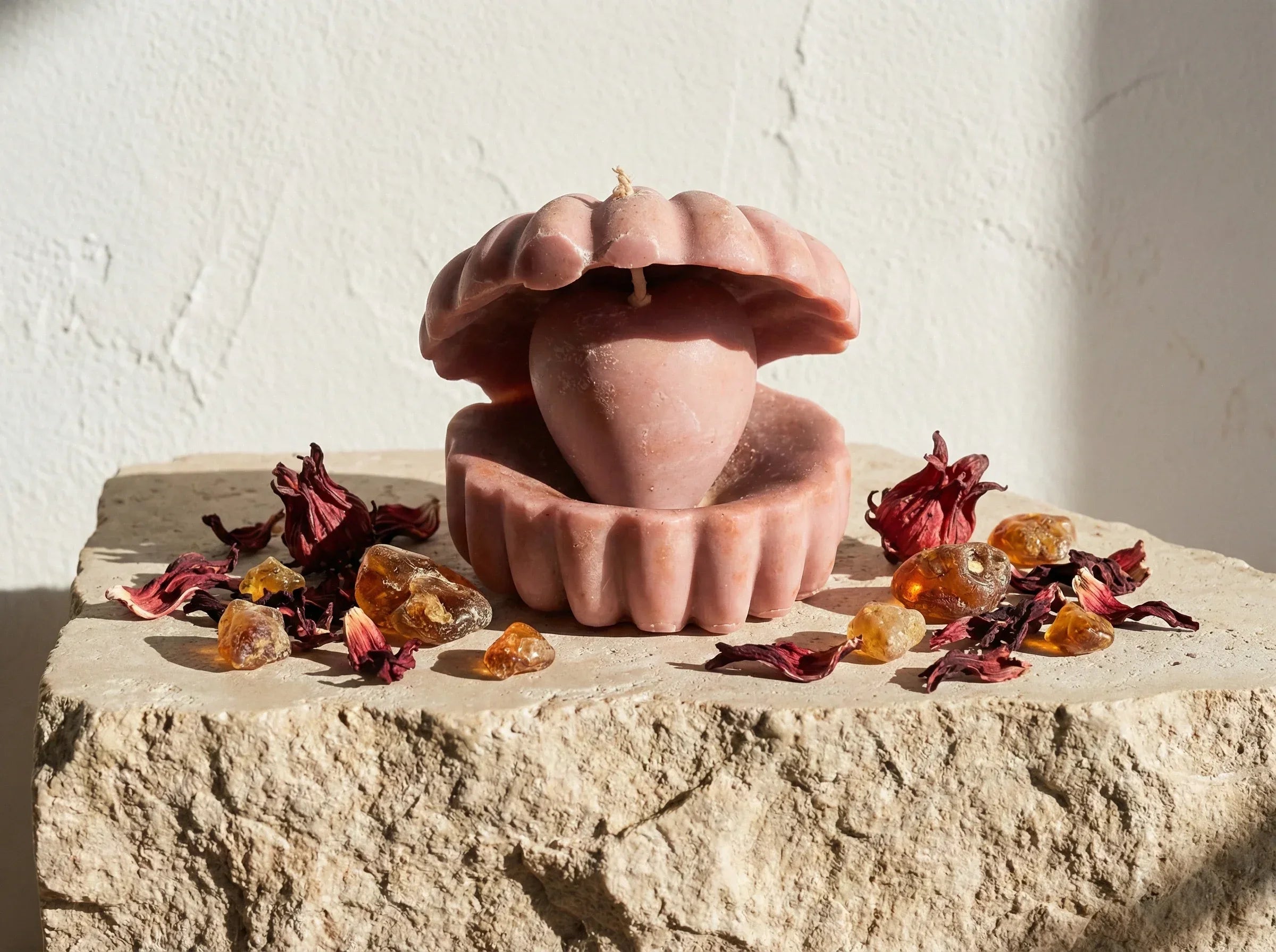 Bougie Huître Hibiscus & Ambre - Harmonie & Rayonnement - Essences Agape 64620062