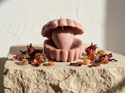 Bougie Huître Hibiscus & Ambre - Harmonie & Rayonnement - Essences Agape 64620062