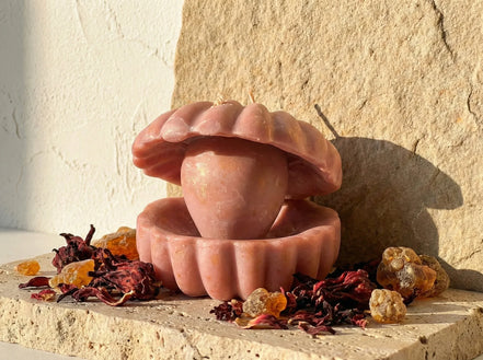 Bougie Huître Hibiscus & Ambre - Harmonie & Rayonnement - Essences Agape 98954293