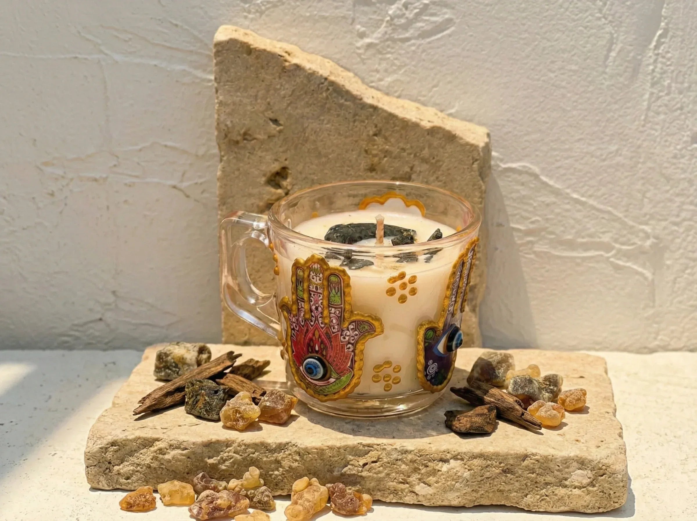 Bougie Main de Fatima Oud & Louban - Prière & Sagesse Antique - Essences Agape 63271632