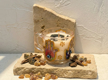 Bougie Main de Fatima Oud & Louban - Prière & Sagesse Antique - Essences Agape 63271632