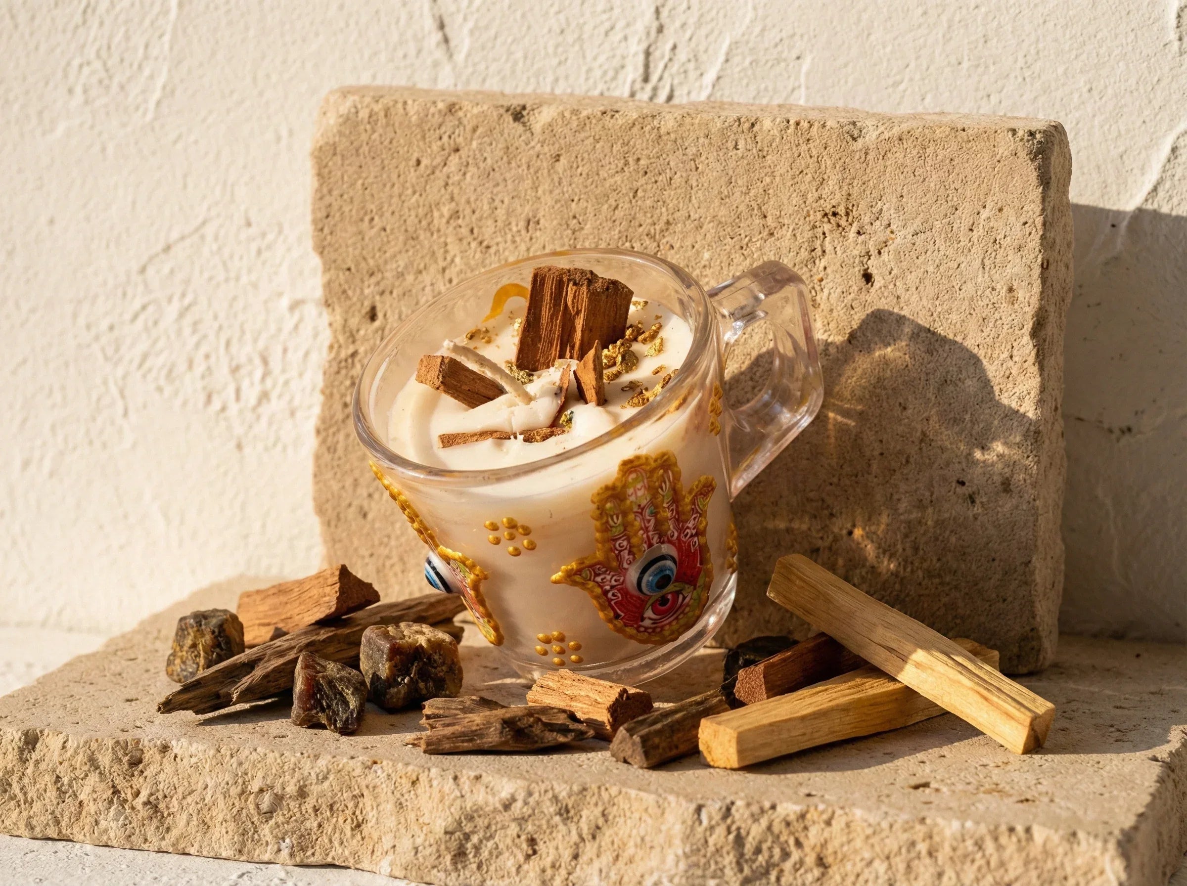 Bougie Main de Fatima Oud & Palo Santo - Protection & Ancrage - Essences Agape 96252005