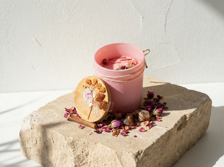 Bougie Musc & Rose - Sérénité & Élégance Spirituelle - Essences Agape 8212620