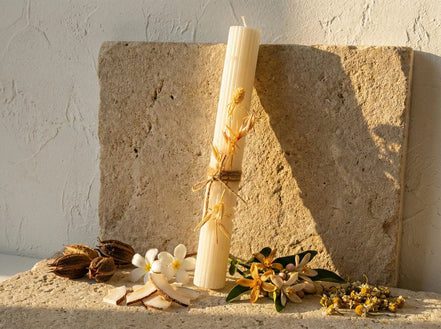 Bougie Pilier Romain Oranger & Monoï - Harmonie & Spa Sacré - Essences Agape 82314766