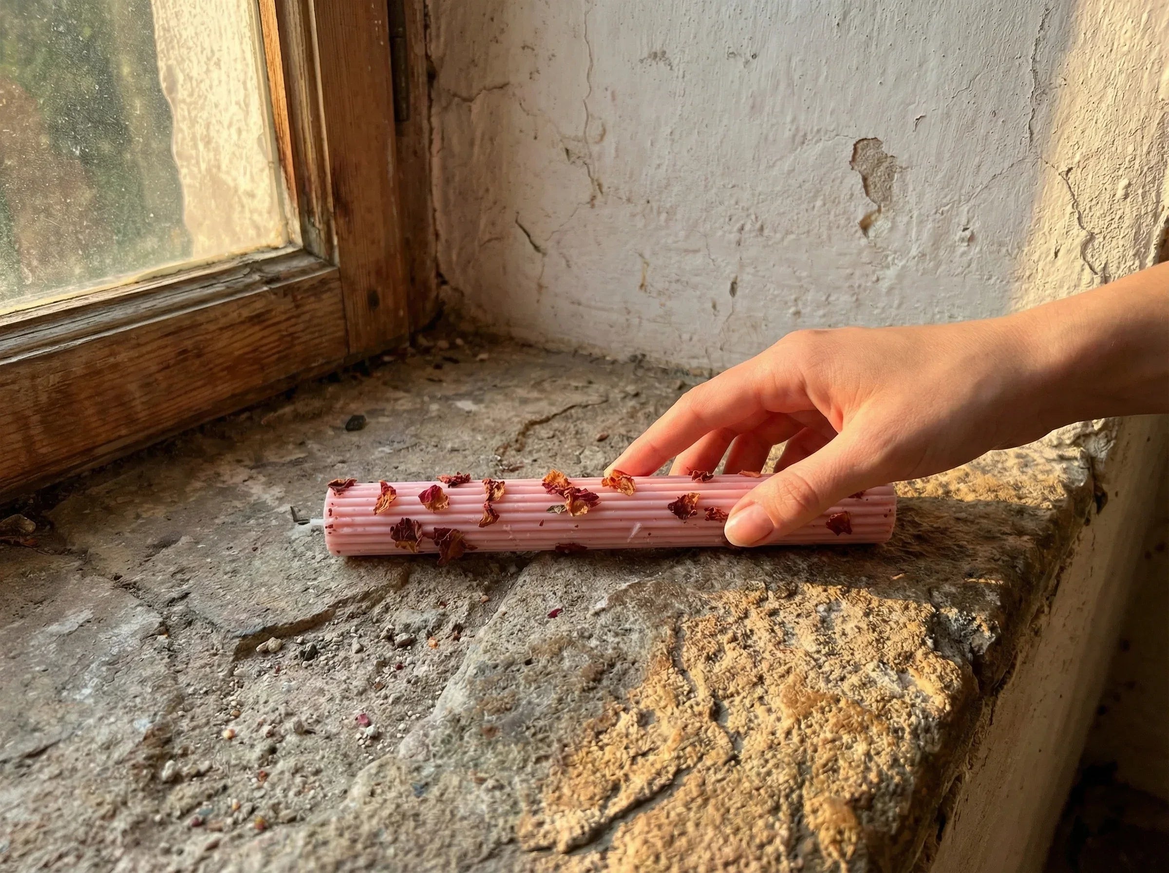 Bougie Pilier Romain Rose & Hibiscus - Amour & Éclat Floral - Essences Agape 66998582