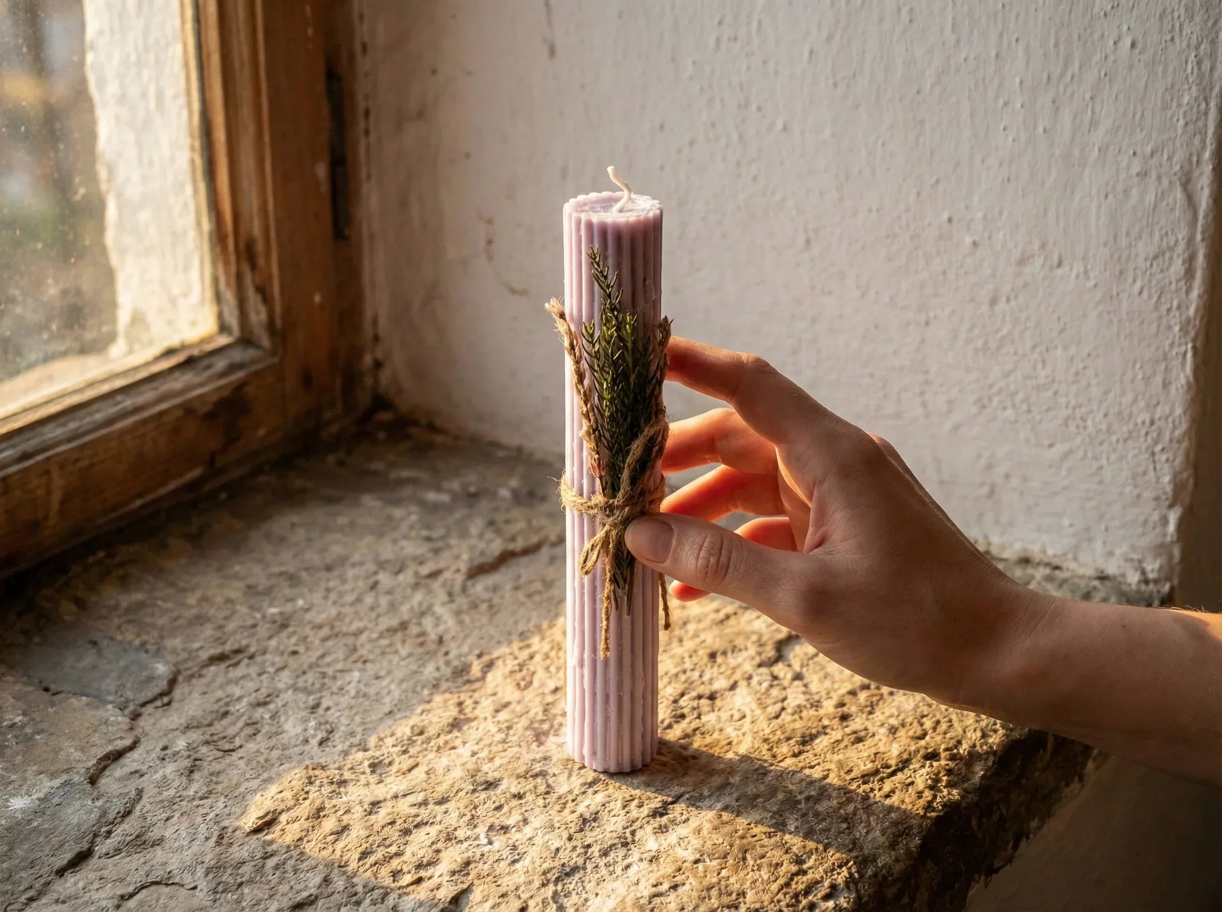 Bougie de Prière Pilier Romain Lavande - Sérénité & Paix - Essences Agape 40825661