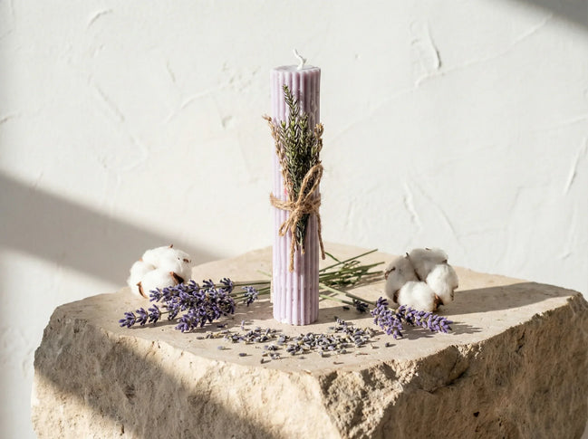 Bougie de Prière Pilier Romain Lavande - Sérénité & Paix - Essences Agape 47258465