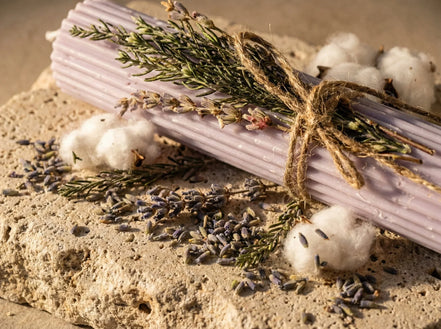 Bougie de Prière Pilier Romain Lavande - Sérénité & Paix - Essences Agape 85102767