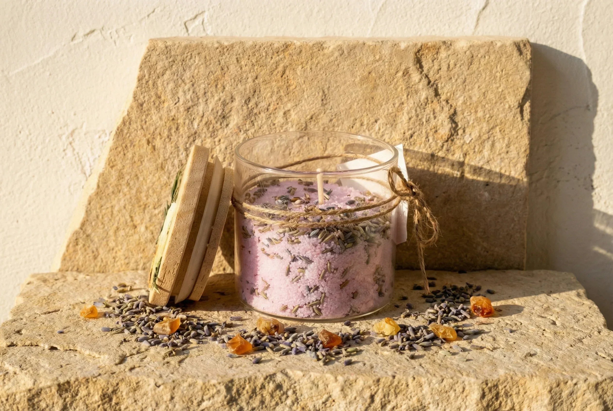 Bougie de Sable Lavande & Ambre - Sérénité & Harmonie - Essences Agape 63774959