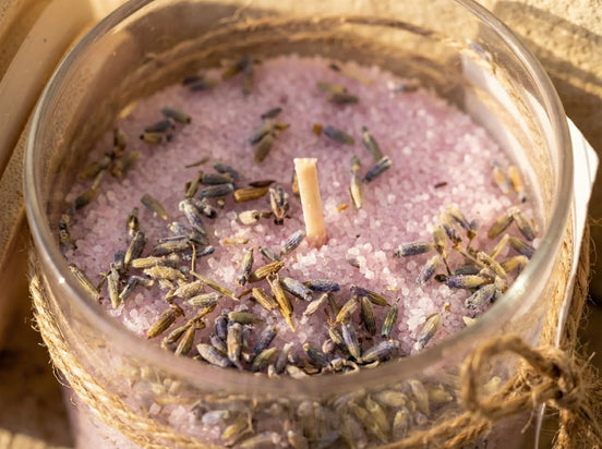 Bougie de Sable Lavande & Ambre - Sérénité & Harmonie - Essences Agape 64234269