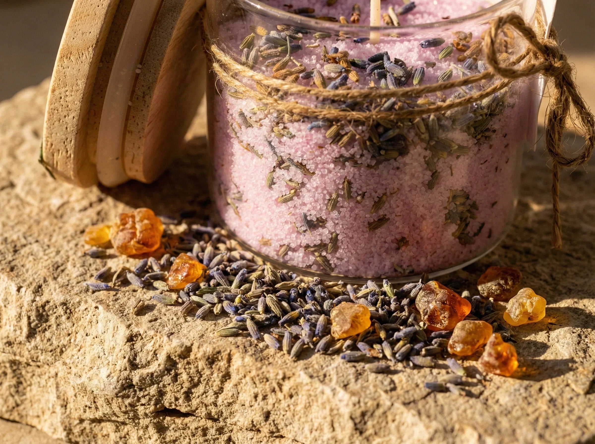 Bougie de Sable Lavande & Ambre - Sérénité & Harmonie - Essences Agape 48451680