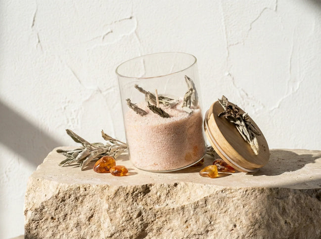 Bougie de Sable Sauge & Ambre - Purification & Clarté - Essences Agape 76825422