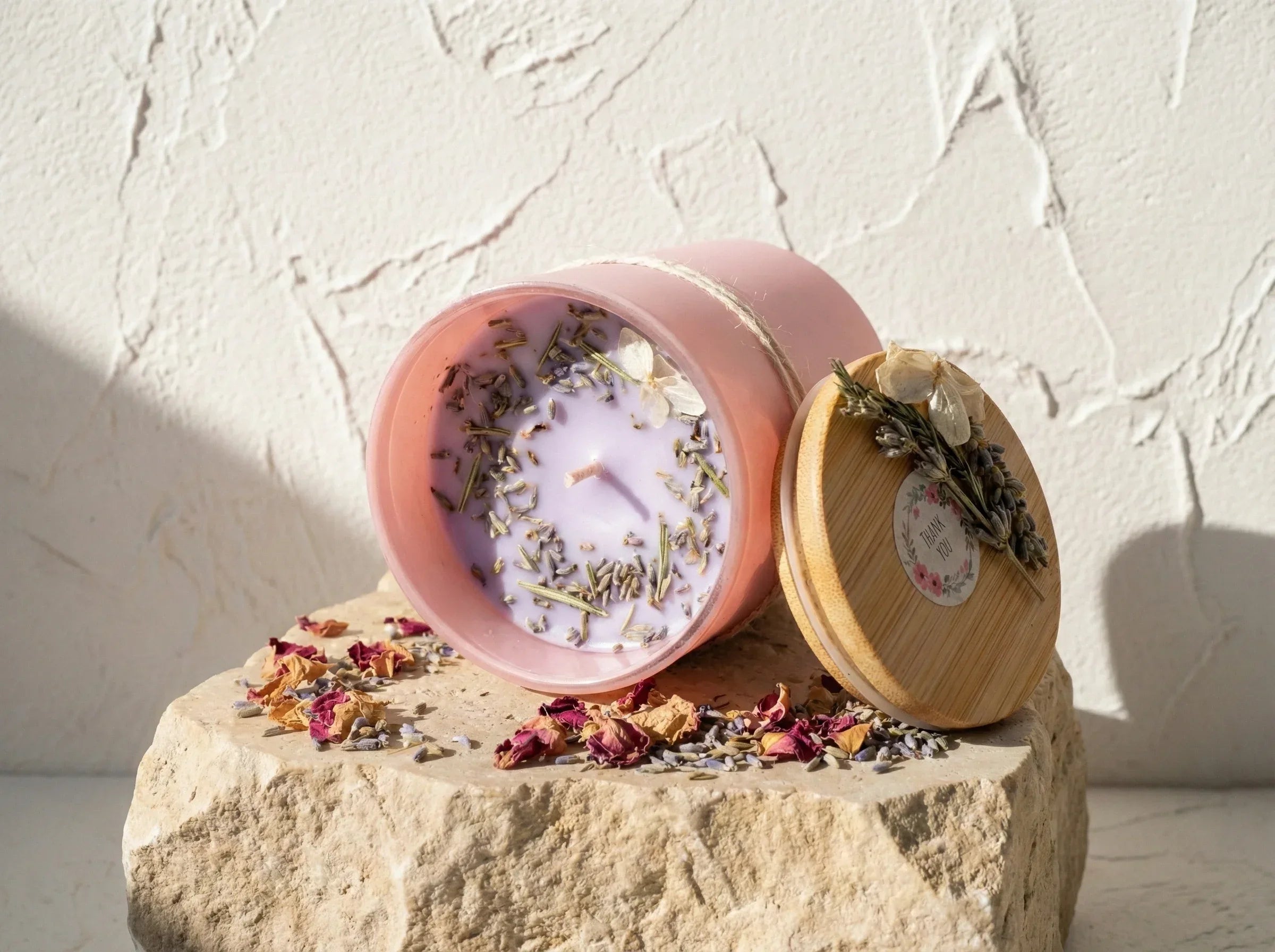 Bougie naturelle Rose & Lavande - Sérénité & Paix Royale - Essences Agape 15485598