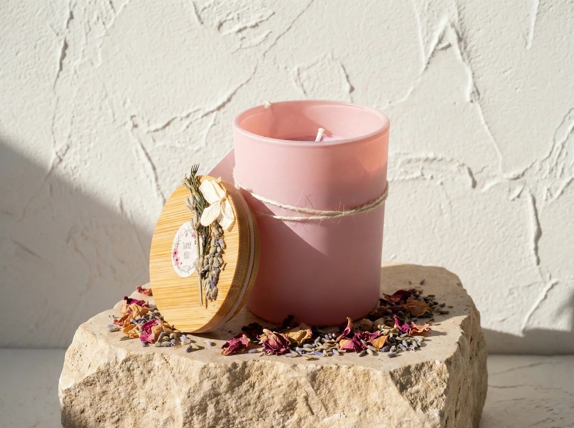 Bougie naturelle Rose & Lavande - Sérénité & Paix Royale - Essences Agape 19107287